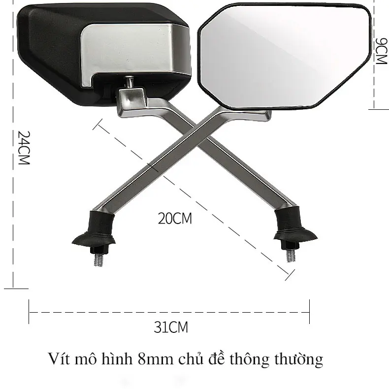 Gương Gấp Gọn, Xoay 360 Độ, Giá Gắn Động Cơ, Gương Chiếu Hậu Xe Máy 6
