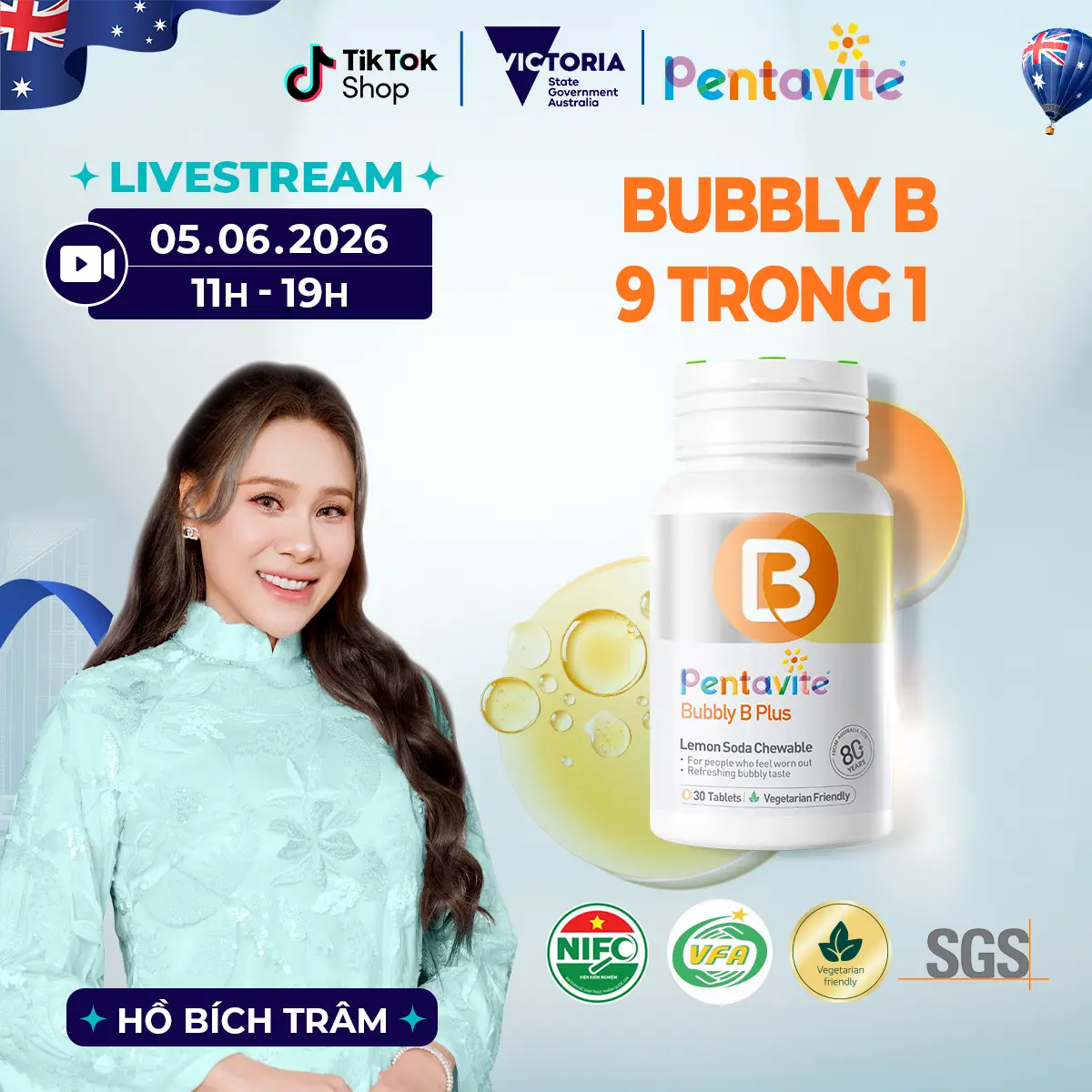 Pentavite Vitamin B Complex Nhai Được | Cung cấp 8 loại vitamin B | Hỗ trợ phục hồi da | Giảm mệt mỏi | Tăng cường năng lượng cho ngày dài năng động | Lựa chọn 30-180 viên