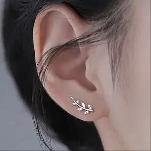 Anting_anting perak sterling berbentuk cabang pohon aksesoris fashion untuk wanita Earrings