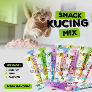 Snack Kucing Mix isi 50 pcs / Snack Strip Kucing Kecil / Cemilan Kucing/ Snak Penggemukan Makanan