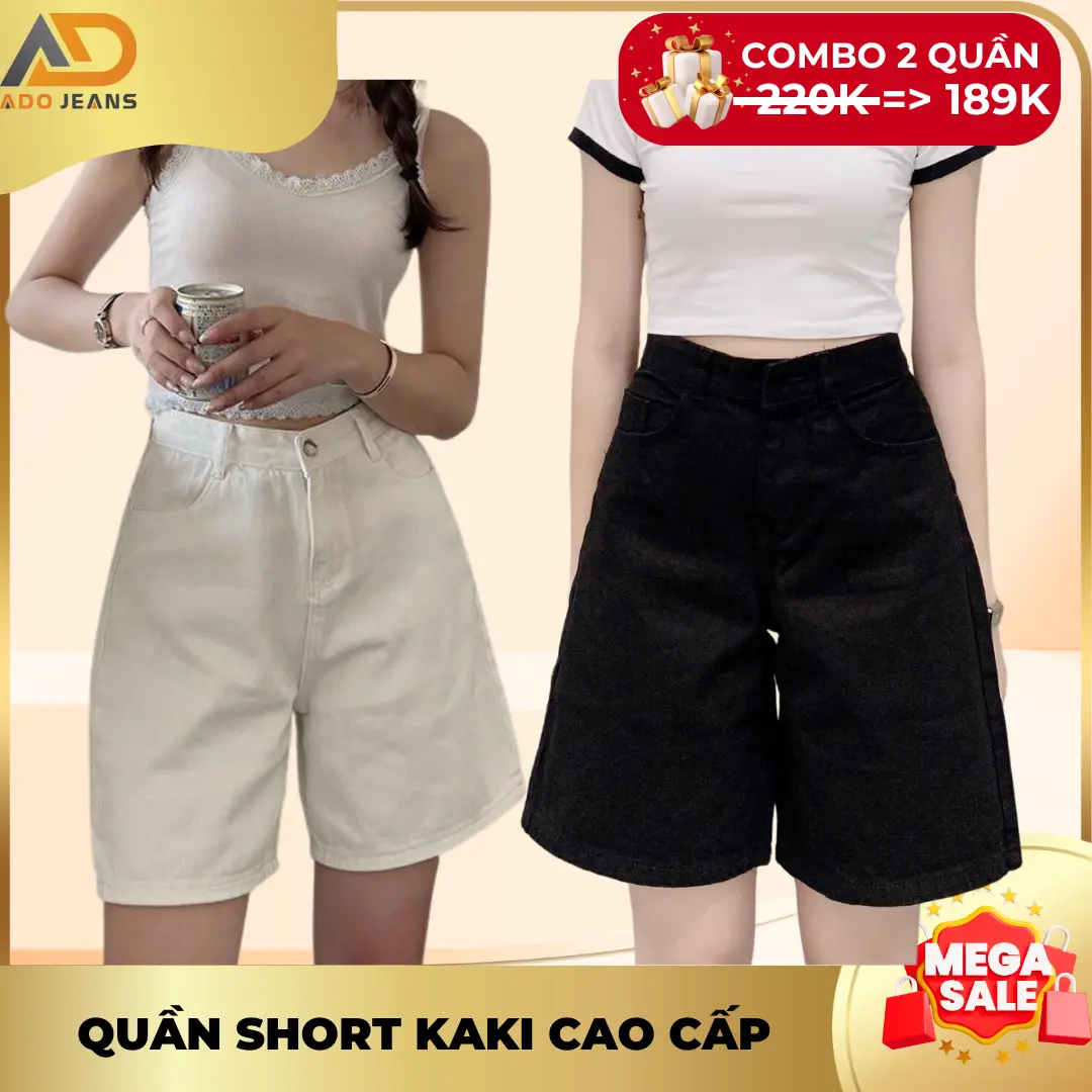Quần Short Ngố Kaki Nữ Lưng Cao, Ống Rộng Có Bigsize (SJ1101) Jean Denim Ong Kem Women Pants