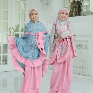 Mukena Anak Tas Ransel Resleting Dagu Rayon Premium Motif Mukenah Tanggung 2 in 1 TK SD SMP SMA