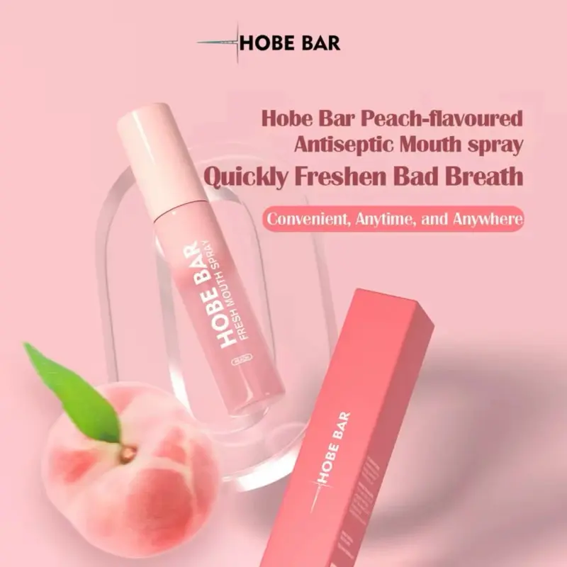 HOBE BAR Probiotic Oral Spray-Sugar Free-Alcohol Free And Preservative Free,Peach Mint Flavor For Fresh Breath 20ml Pewangi Mulut Semprot