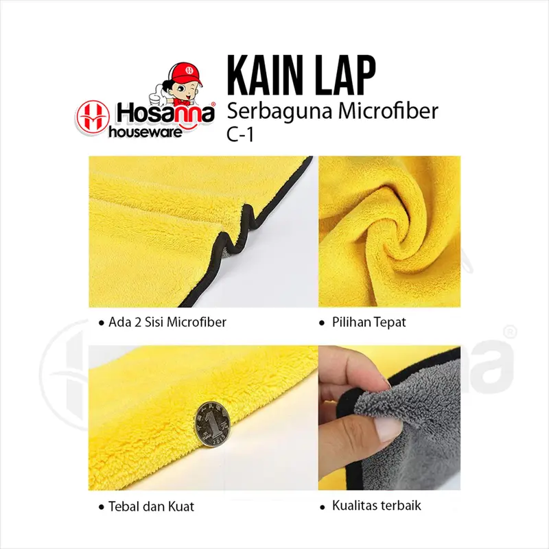 Kain Lap 2 Warna Microfiber  30X30 cm / Lap Mobil Serbaguna (C1) 3