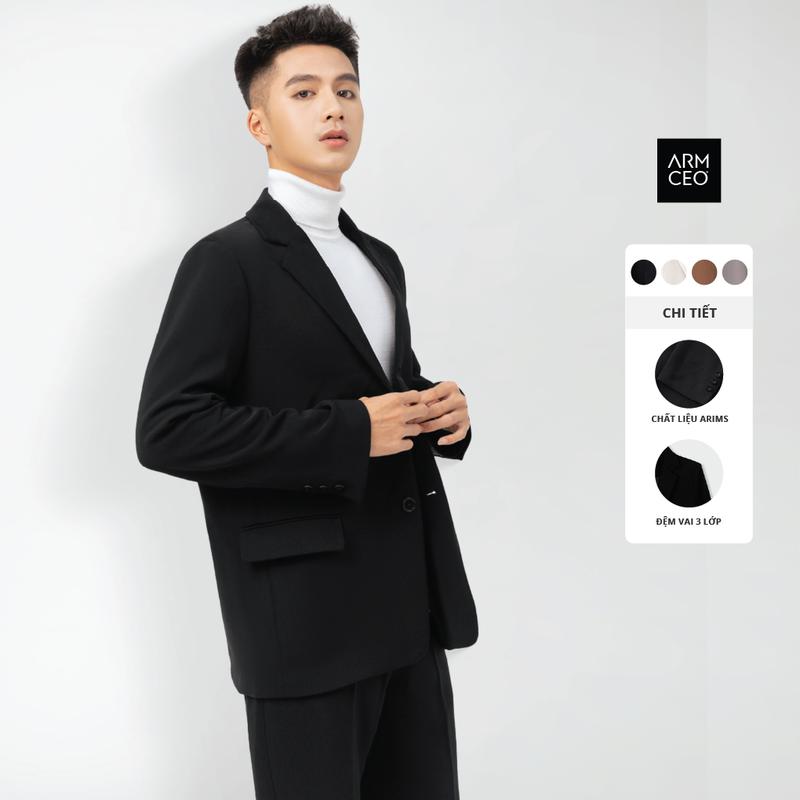 Áo khoác blazer nam nữ quốc dân ARMCEO form rộng có đệm vai, áo khoác nam phong cách Hàn Quốc- B01
