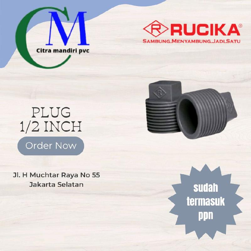 Plug AW 1/2 Inch Pluk Plu PVC Dop Drat Luar 1/2