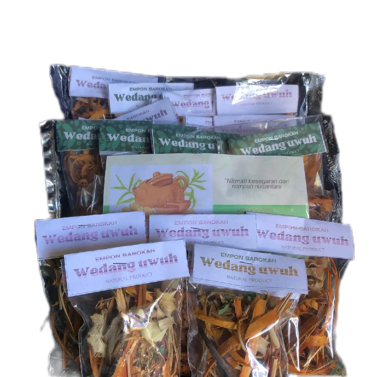 Wedang uwuh original khas jogja dan lengkap paket isi 10 pcs perbungkus,  Minuman Herbal Tea Jahe Daun kelor Serai non gula