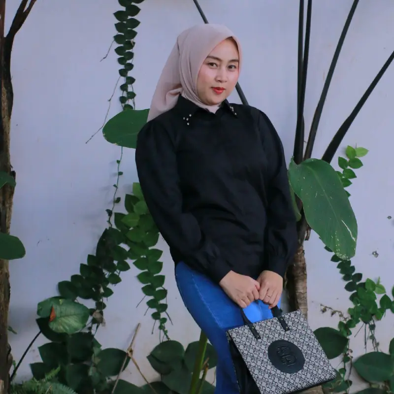 Kemeja wanita casual by Mafaaza Atasan Kerah Payet Mutiara 0