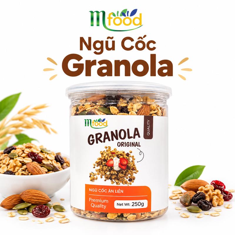 Granola Siêu Hạt Mfood – Nhiều Hạt Dinh Dưỡng & Trái Cây Sấy, Thơm Bùi Giòn Ngon - Hủ 250g