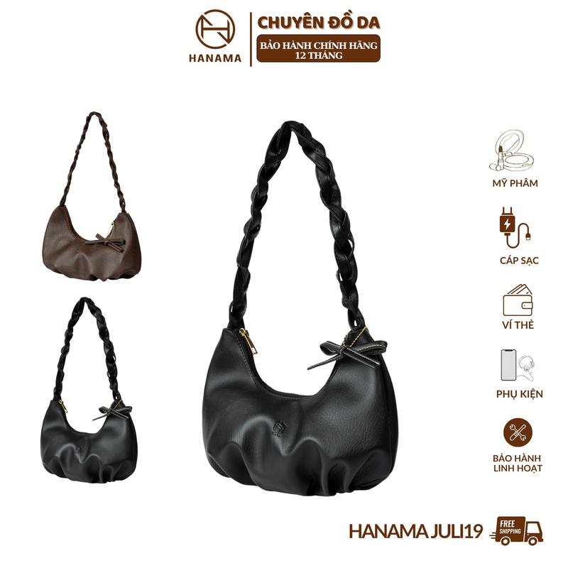 [SALE DAILY _ GIÁ SỐC]_ Túi xách nữ đeo vai nhún thời trang Hanama  Juli 19 Khóa mạ đồng cao cấp chống xước Da Bag Women
