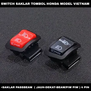 Saklar Tombol Pass Beam 4 Pin Saklar Piw Piw Jauh Dekat Lampu Universal Beat Vario Scoopy Spacy Genio Beat Fi DLL Djv55