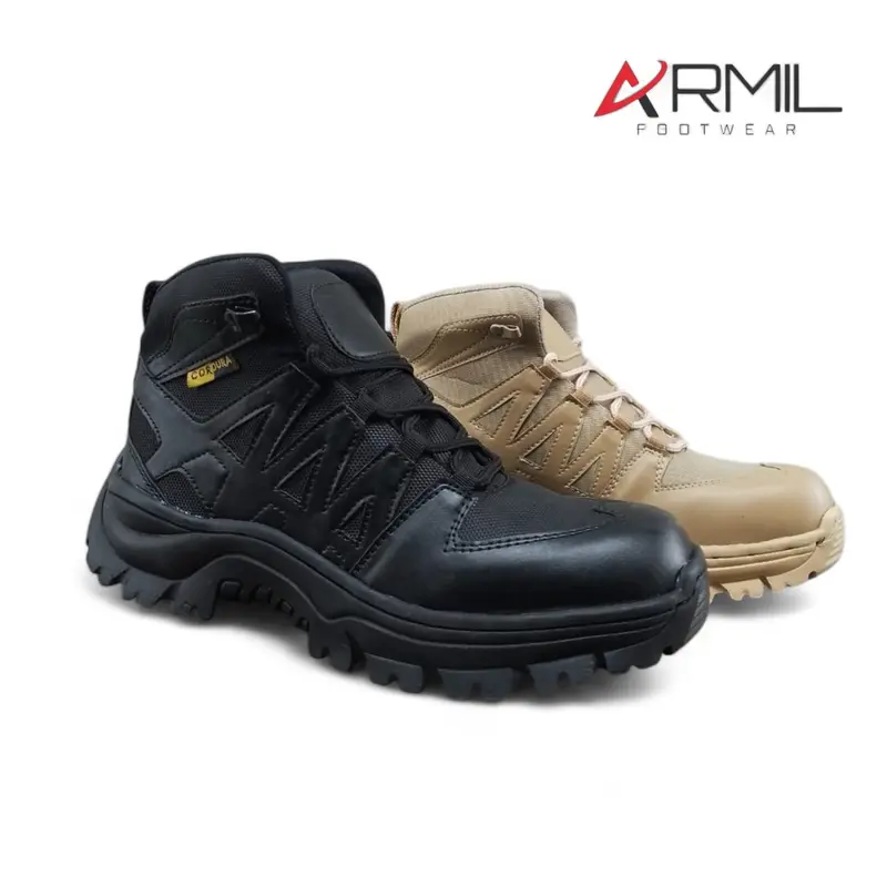 Sepatu Taktis PDL Tactical Boot Pria Anti Slip Hitam Krem Shoes Kerja 0