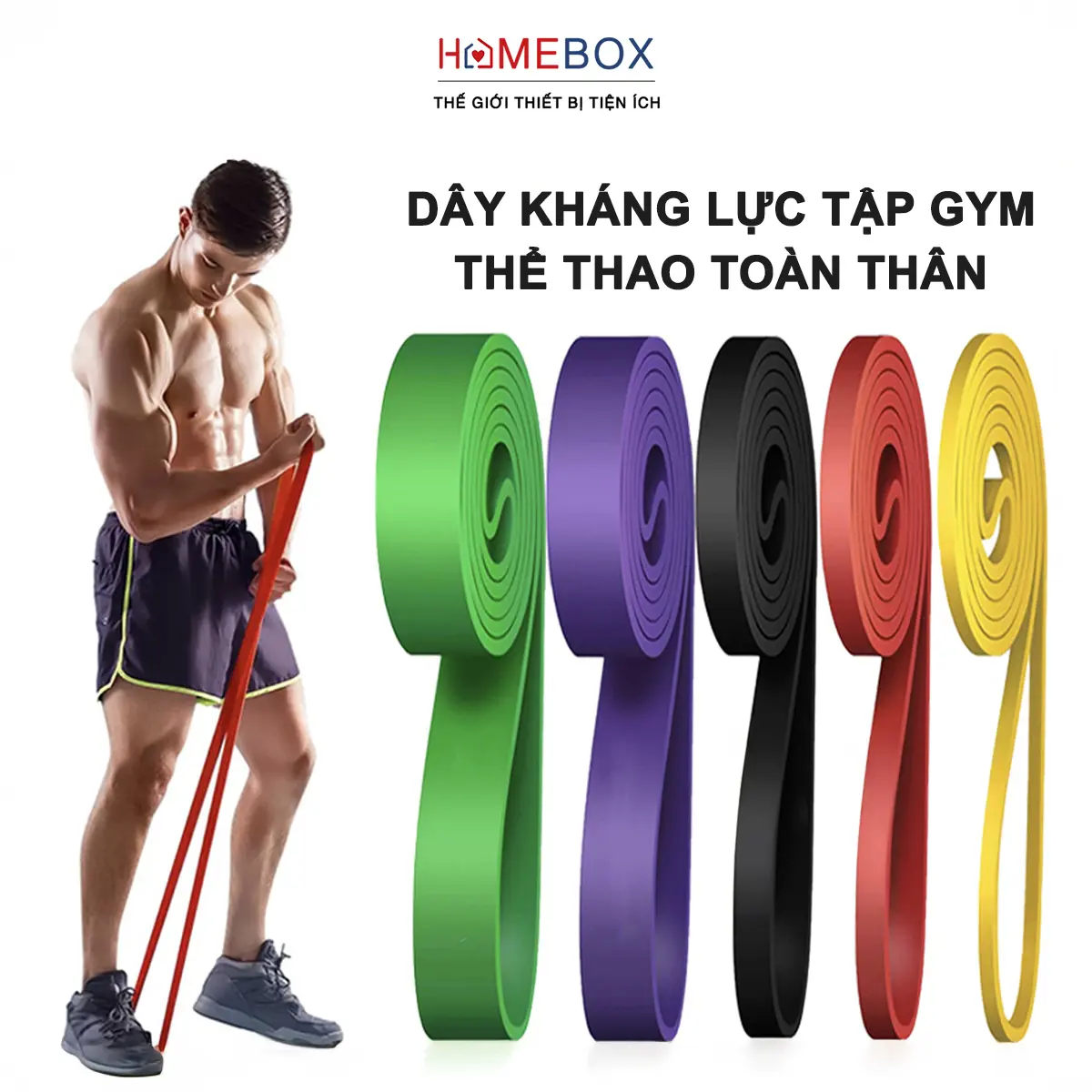 Dây Kháng Lực Tập Gym Toàn Thân, Dây Trợ Lực Kéo Xà Hỗ Trợ Tăng Cơ Tập Chân Tay Thể Thao Tại Nhà