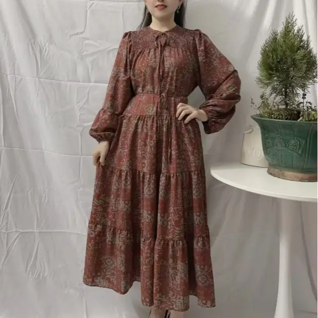 Gaun Satin Panjang Polkadot  Cetakan Macan Tutul Plus Longgar Dan Kasual Ukuran Gemuk Mm Slim Fit Dan Tipis Sifon Wanita Dress Korean 2
