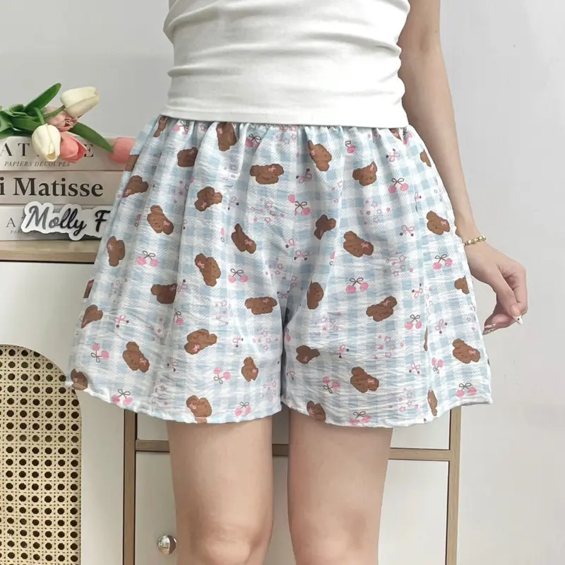 Quần đùi nữ COTTON HÀN BST02 nhiều họa tiết, quần ngủ nữ ống rộng mặc nhà mềm mịn thoáng mát Molly Fashion 1
