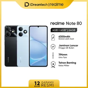realme Note 80 4GB+4GB*|64GB (Desain Tangguh | 6300mAh Baterai | Proteksi ArmorShell | Jaminan Lancar Hingga 48-bulan | IP54)