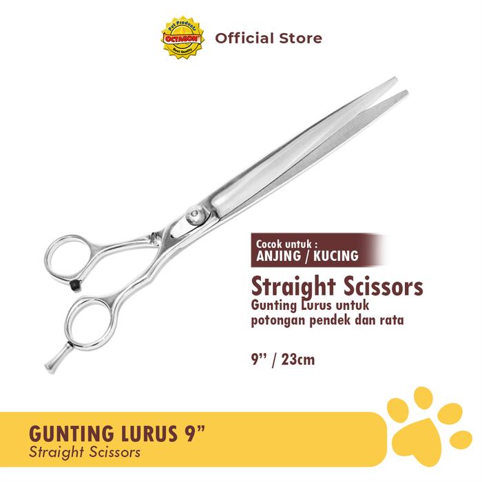 Gambar Gunting Lurus 9 inch | Gunting Grooming Anti Karat | Pet Straight Scissors for Grooming dari Octagon Pet Indonesia Kota Surabaya Tokopedia