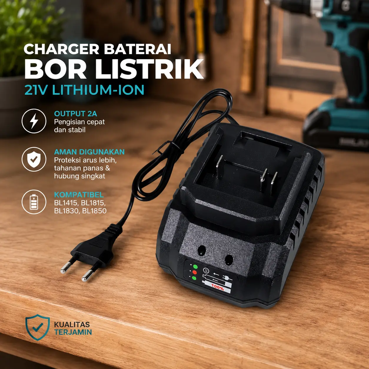OUTDO Charger Baterai Bor Listrik 2A Makita 21V BL1415 BL1830 BL1850 - HX-2120