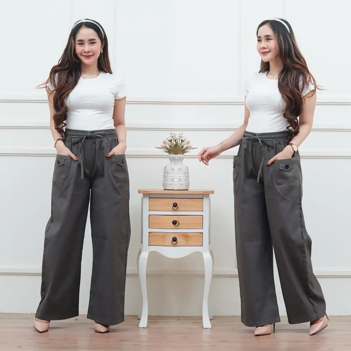 Kulot Wanita Highwaist Premium Kantong Depan Variasi Kancing Kekinian Korean Style