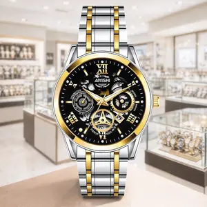 COD “AIYISHI”  Jam tangan pria kuarsa tahan air desain elegan trendi bercahaya, Jam tangan mekanik/Original Asli (Termasuk Garansi Resmi + Kotak Gratis)/Jam tangan mekanik pria premium dial besar otomatis /Jam tangan mekanik/1808G04/live