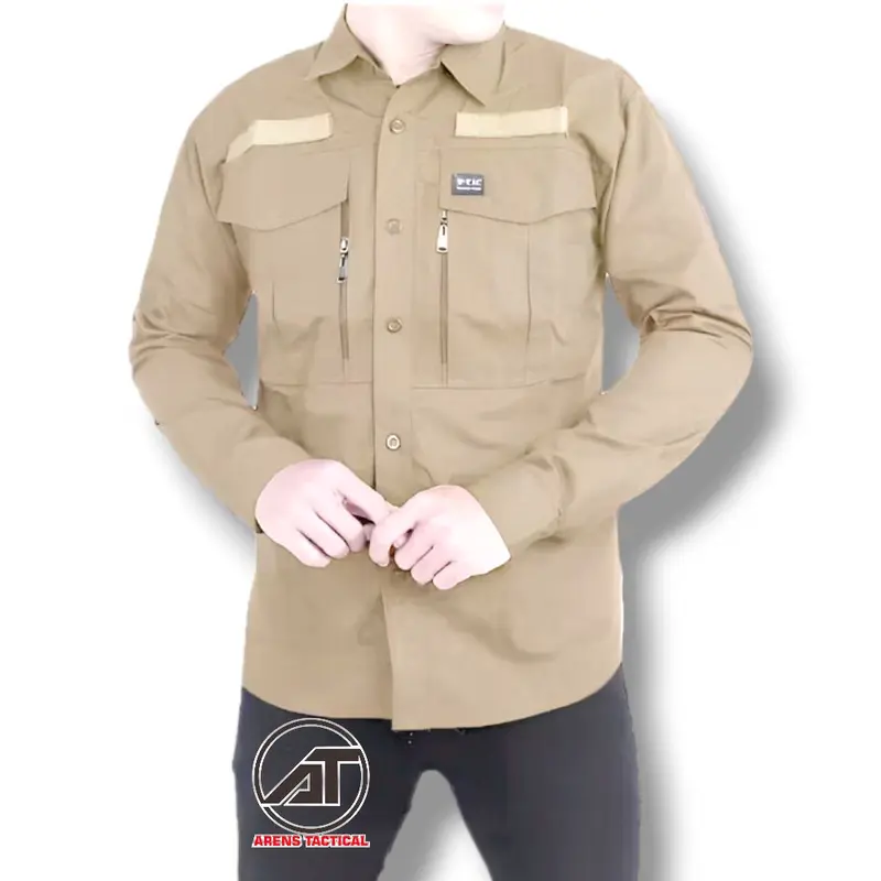 Kemeja tactical wtac lengan panjang ripstop tornado pakaian outdoor Pria Army Hitam Nyaman Putih Basic Cowok 7