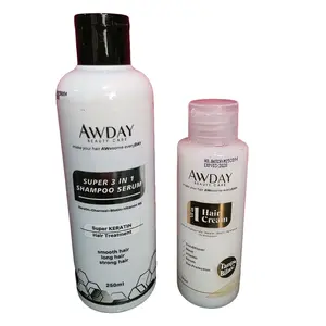 READY️ AWDAY BUNDLING PAKET SUPER HEMAT KERATIN CHARCOAL SHAMPOO 250ML & HAIR CREAM CONDITIONER TANPA BILAS 100ML shampo smoothing