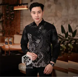 Batik Kemeja Batik Pria Lengan Panjang Motif Coklat Hitam Premium Nyaman Bahan Katun Poliprima Slimfit Size M L XL XXL