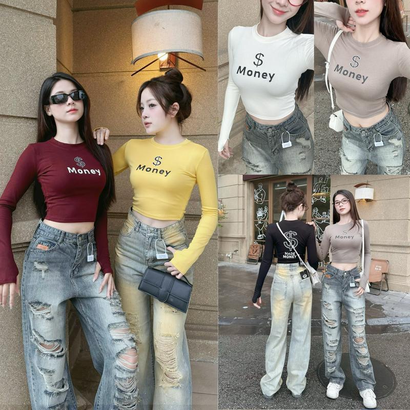 Áo Thun Nữ Dài Tay Xỏ Ngón Dáng Croptop Ôm Body 5 Màu - Top Thời Trang Hiện Đại & Tôn Dáng Chất Liệu Cao Cấp Co Giãn 4 Chiều CRT08