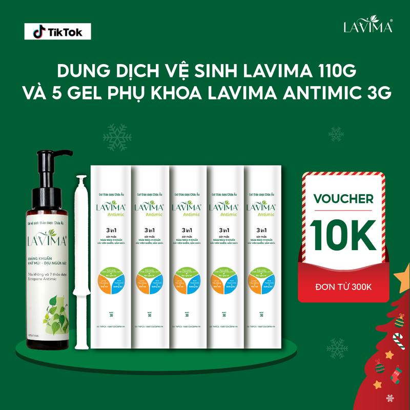 Combo Dung Dịch Vệ Sinh Nữ Lavima Thảo Dược Trầu Không Giảm Viêm Ngứa Khử Mùi 110g Và 5 Gel Phụ Khoa Đũa Thần inner Lavima Antimic Dạng Bút 3g
