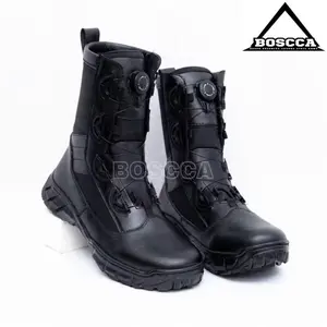 SEPATU PDL JATAH POLRI EXTRA TALI PUTAR Merek boscca Boots Shoes Pria Hitam tentara