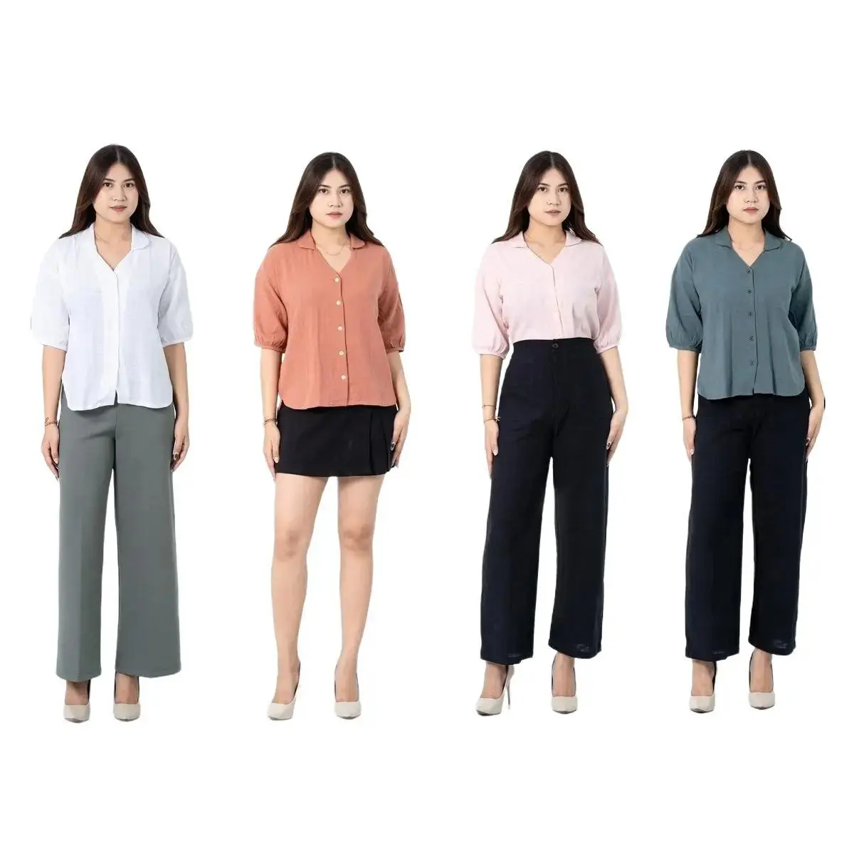 I Look Daily Rose Shirt Linen Santai Muda Atasan Baju Cantik Merah Motif Nyaman Panjang Floral Satin Kain Pendek Dewasa Variasi Kerja Variasi Kerja Flanel Casual Garis Wanita