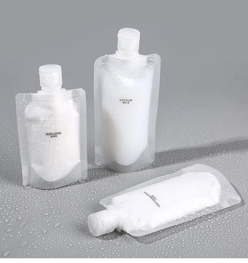 Portable Travel Fluid Makeup Packing Bag Transparent Clamshell Packaging Bag Plastic Stand Up Spout Pouch Refillable Empty Squeeze Pouch for Lotion/Shampoo/Face Cream/Hand Soap (10 Pcs) Organiser