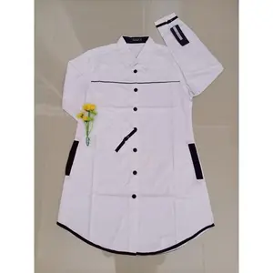 Tunik Hara Plat Hitam Katun Oxford Tebal tidak nerawang adem dipakai Putih Atasan Panjang