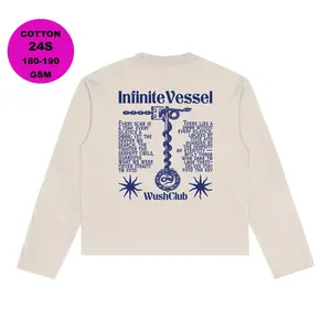 Wush Club Baju Kaos Boxy Longsleeve Pria Wanita Oversize Lengan Panjang RUSH BEIGE Nyaman Distro Tee Unisex Sablon Printing Keren