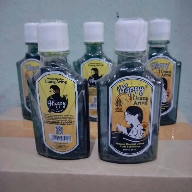 Minyak Happy Urang Aring 45 ML / Minyak Rambut Urang Aring Jadul Perawatan Penebal Rambut Menghitamkan Vitamin 4
