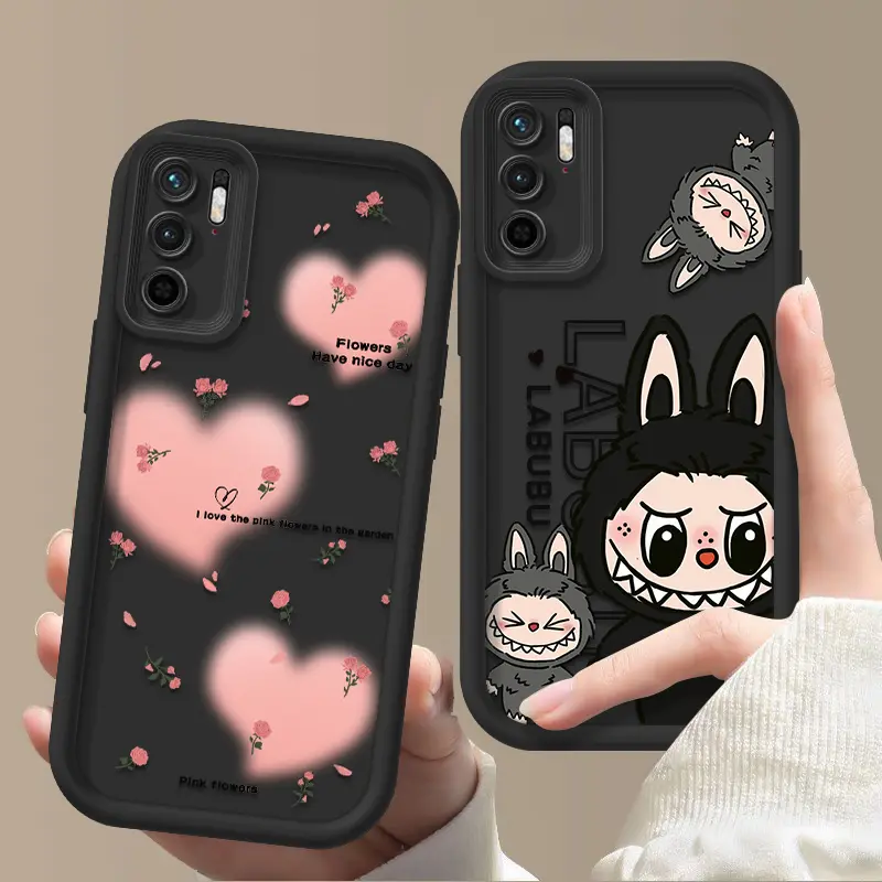Cocok untuk Xiaomi POCO M3 PRO Casing La bubu Perasaan matte Bahan silikon Tahan guncangan Gaya baru softcase ponsel mata malaikat Cakupan penuh lensa ponsel Kartun Imut-imut Kotak pelindung ponsel