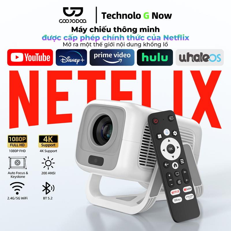 GOOJODOQ*KOC KOL Máy chiếu thông minh GOOJODOQ Android 13.0 & điều khiển bằng giọng nói hình ảnh rõ nét full HD 1080P