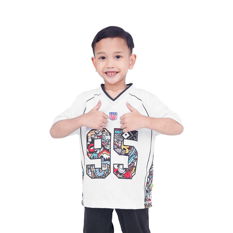 RZQKIDS / 95 / Number Series nfl / Atasan anak / Streetwear / Retro / Vintage / Rugby / y2k / Bloke Core / Korea / Unisex / Laki laki / Perempuan / Full printing / ootd / Atasan / 1