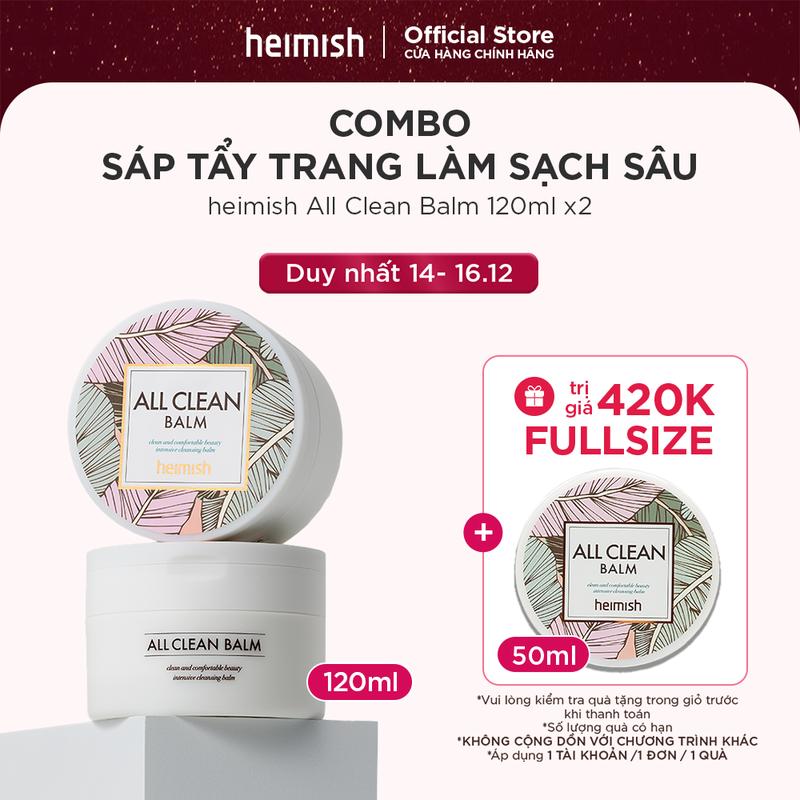  Combo 2 sáp tẩy trang giúp làm sạch sâu heimish All Clean Balm 120ml 