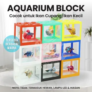 Mini Tank Soliter Akrilik Susun Aquarium Tempat Kandang Kecil Akuarium Kaca Ikan Hias Cupang Guppy Emas