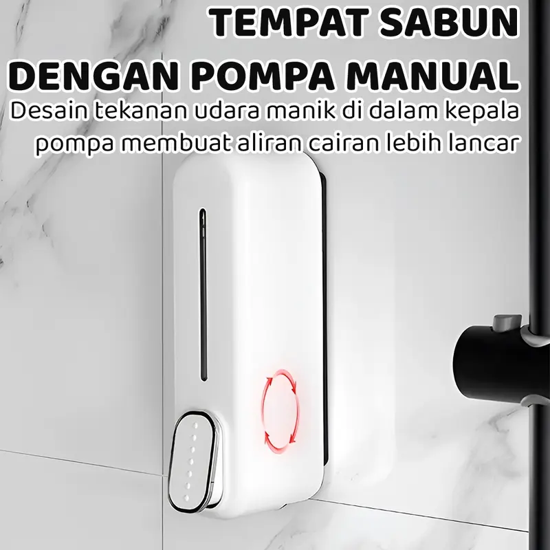 Gudang DTG Tempat Sabun Cair Dispenser Sabun Shampo 350ml Tempat Sabun Cair Aesthetic Liquid Soap Dispenser Single Tempel TS530 2