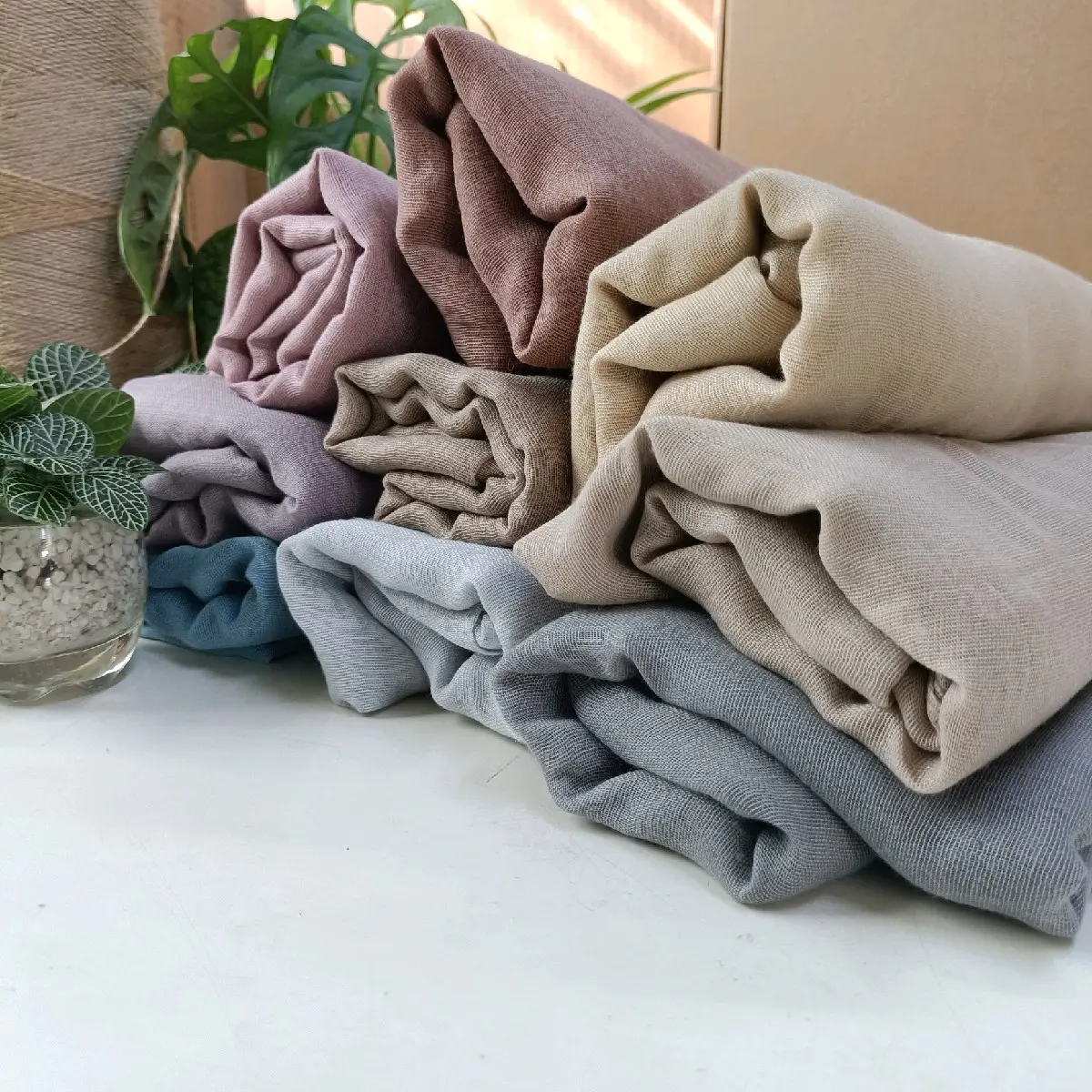 Plain Viscose Cotton Wideshaw