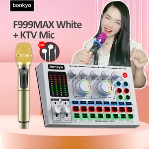 Bonkyo Kit Streaming Lengkap: Sound Card F999MAX + Mikrofon Nirkabel untuk kebutuhan Bernyanyi & Merekam, dengan headphone gratis!