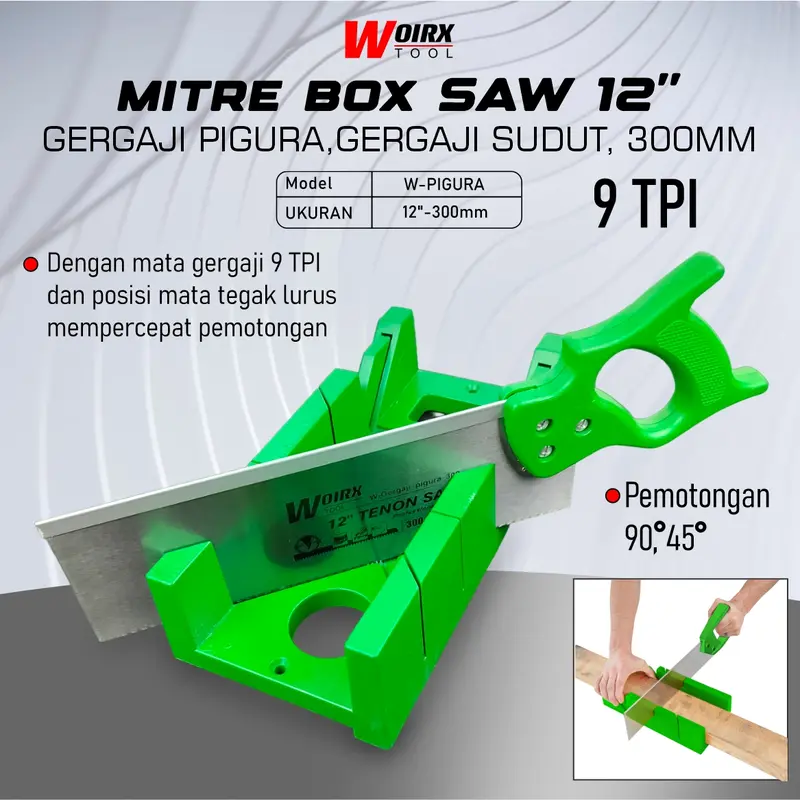 Gergaji Pigura Mitre Box Potong Sudut Figura Back Saw 300mm 12" inch WOIRX TOOL 0