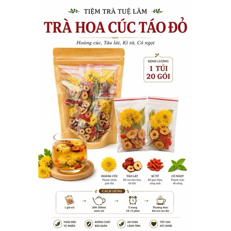 20 gói TRÀ HOA CÚC TÁO ĐỎ - Hỗ trợ nhiệt, giảm stress, ngủ ngon, dưỡng da sáng hồng
