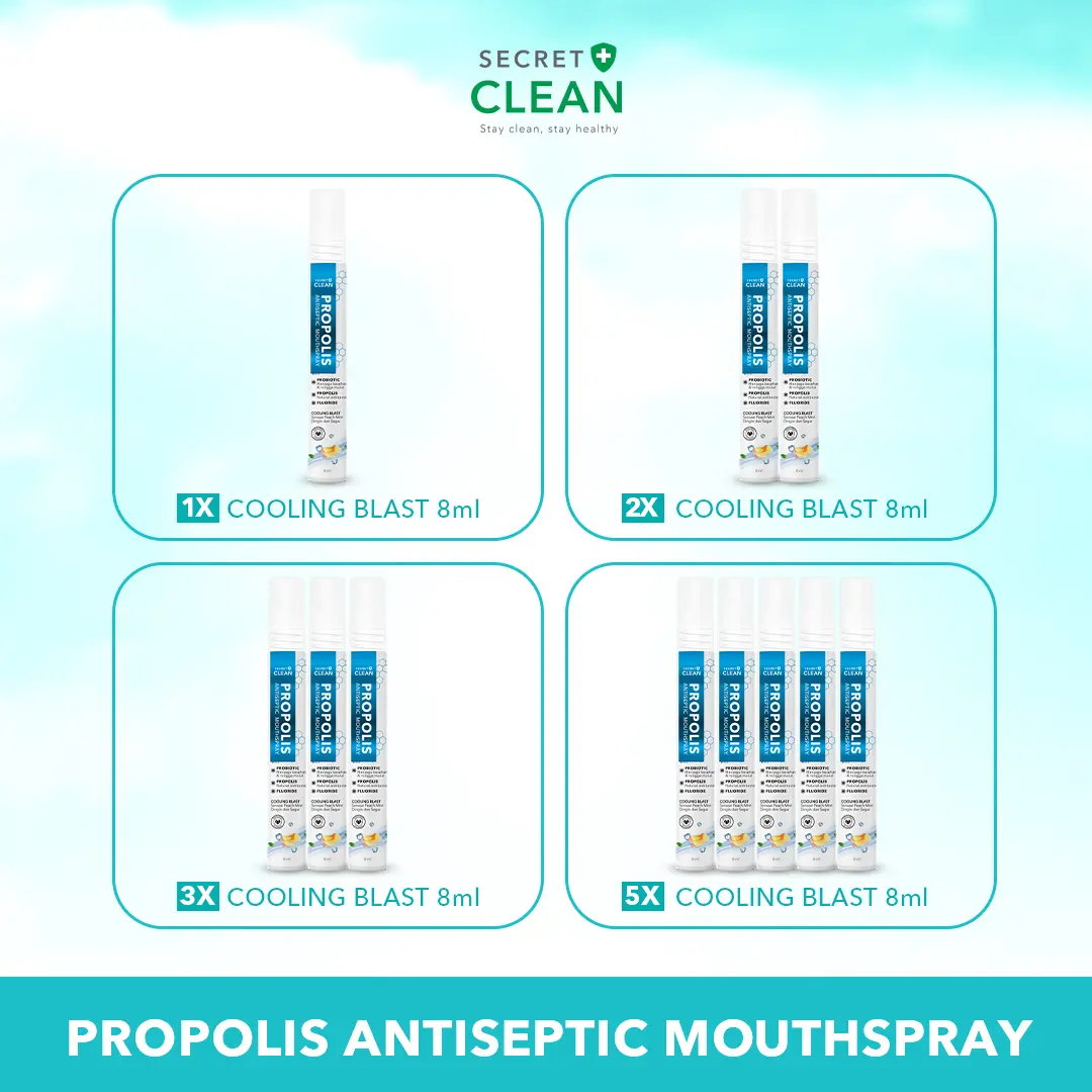 Secret Clean Propolis Mouth Spray Cooling Blast Peach Mint 8ml / Spray Penghilang Bau Mulut / Spray untuk Nafas Segar