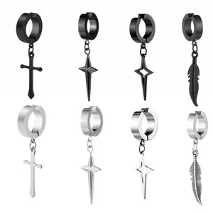 Anting Titanium Pria Anti Luntur dan Karat Model Bintang Earrings Tahan Lama Cocok untuk Penggunaan Sehari-hari