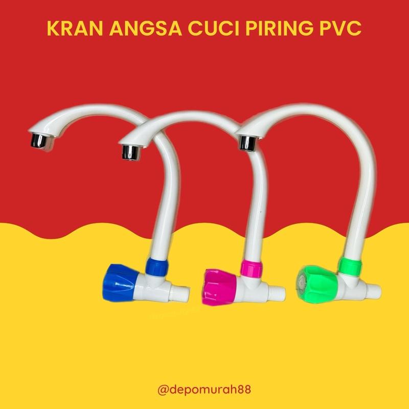 Kran Angsa Cuci Piring Plastik / Keran Air Dapur Tebal Anti Patah / Keran Dapur PVC Putih 0