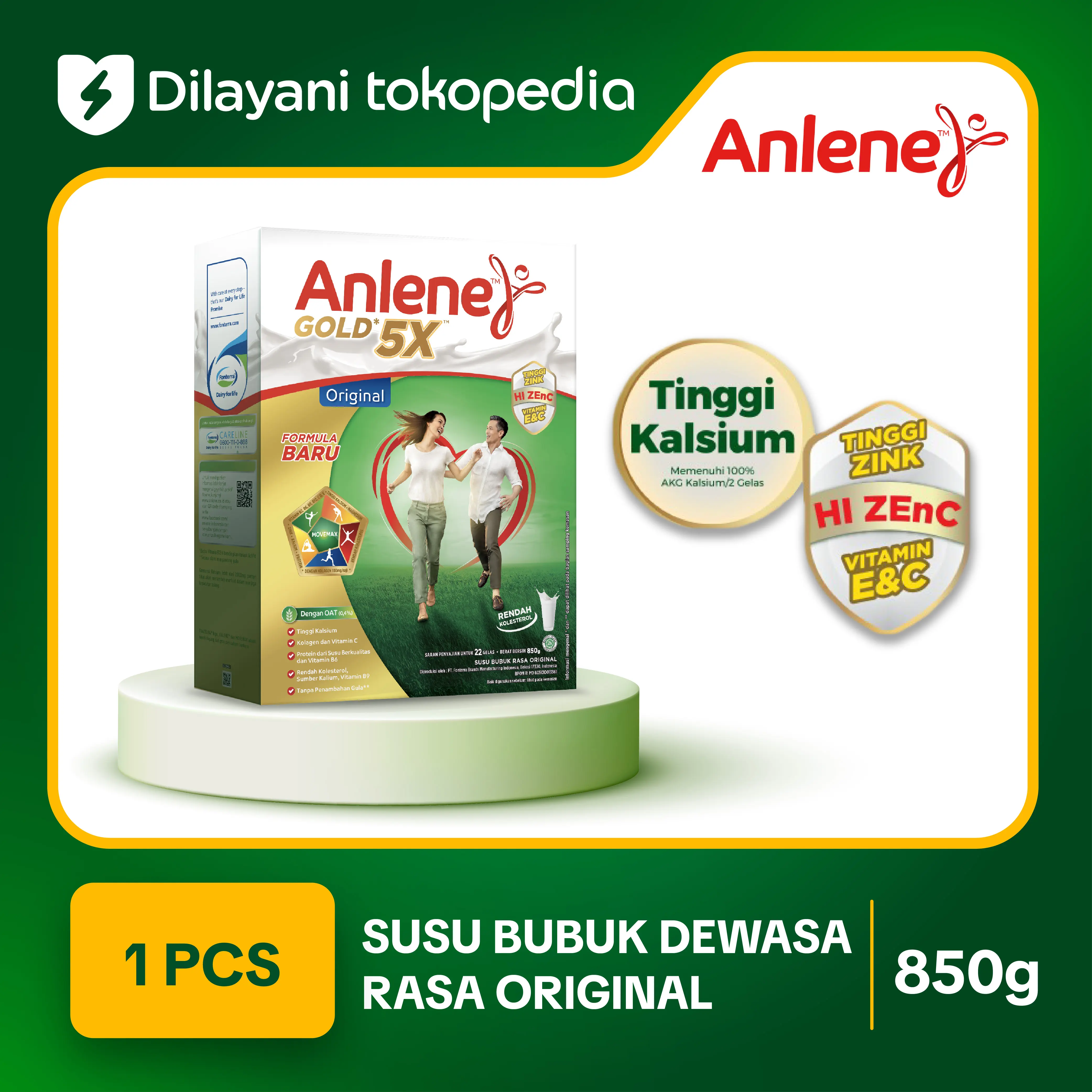 Anlene Gold 5X Susu Bubuk Dewasa Original 850g - Kuatkan Tulang, Sendi & Otot / Adult Milk Original / Dairy Milk