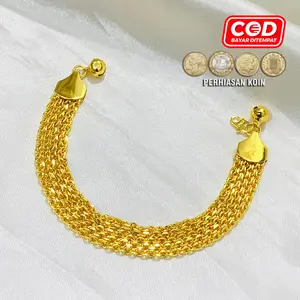 Gelang Dubai Rantai Tikar Lebar 15mm Sepuhan Emas 24k